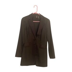 Bisou Bisou Blazer Jacket Career Office Button Front Jacquard Black M/M